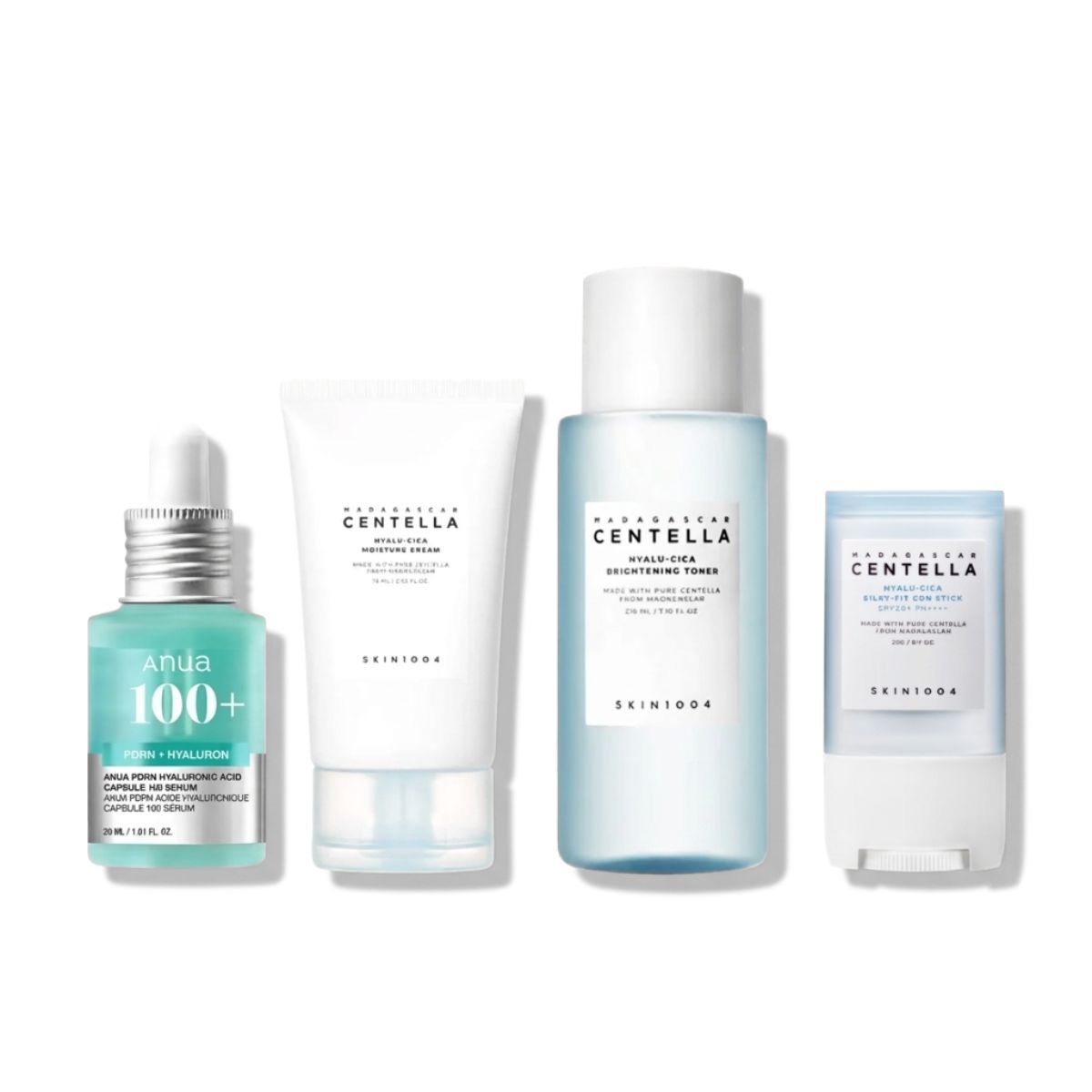 SKIN1004 + Anua Set Hidratación Profunda Sérum + Tóner + Crema + Stick - Rutina Coreana 4 Pasos
