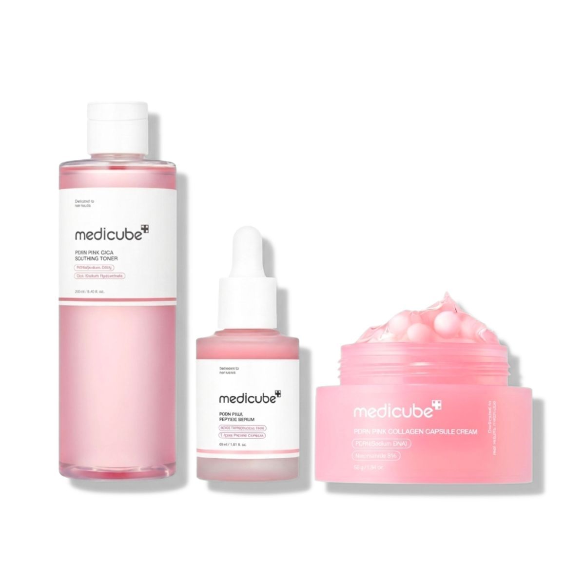 Medicube Rutina PDRN Pink Tóner Calmante + Sérum PDRN + Crema Colágeno