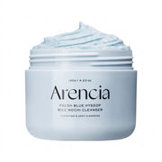 Arencia Fresh Blue Hyssop Rice Mochi Cleanser. Envase principal del limpiador facial de arroz con textura mochi.