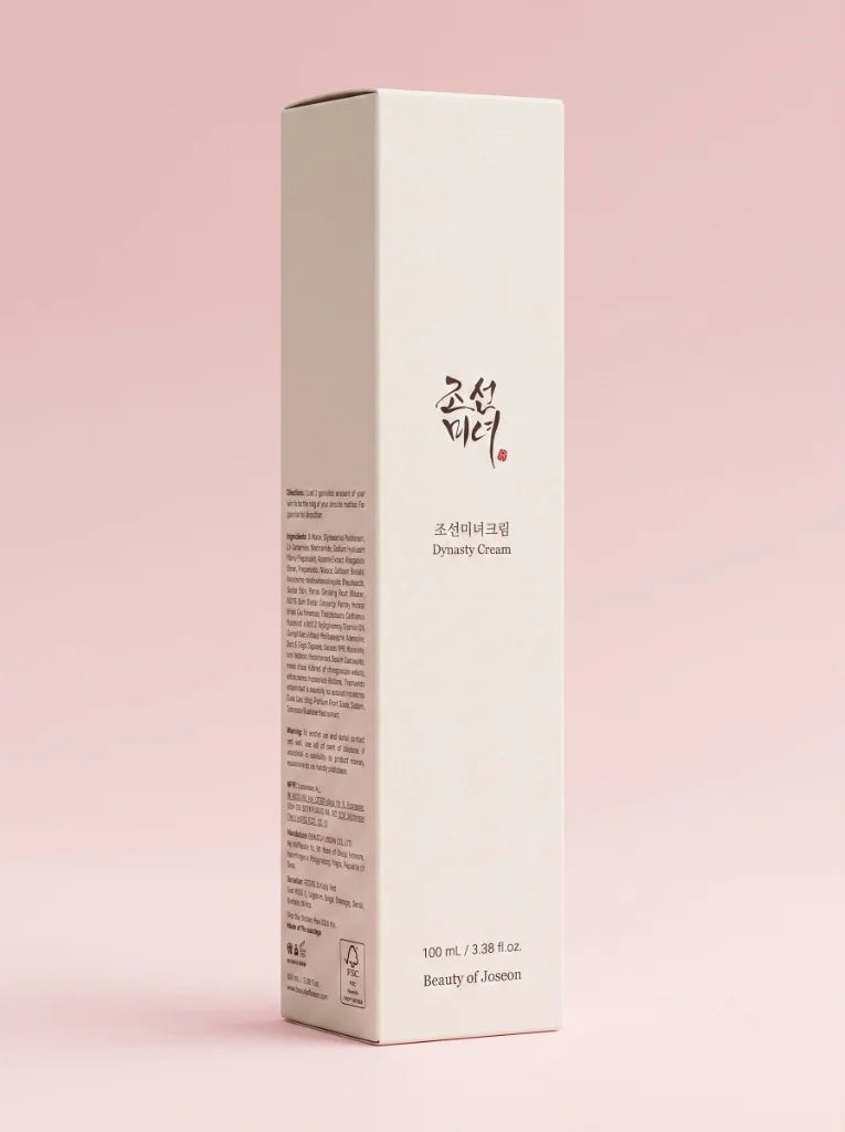 Beauty Of Joseon Dynasty Cream. Empaque de cartón exterior de la crema hidratante tradicional coreana.