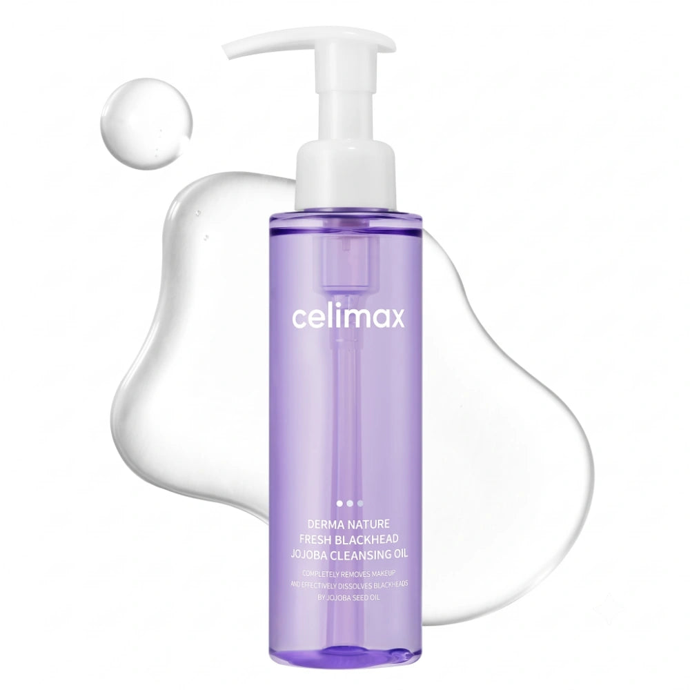 Celimax Derma Nature Fresh Blackhead Jojoba Cleansing Oil. Envase principal del aceite limpiador para puntos negros.