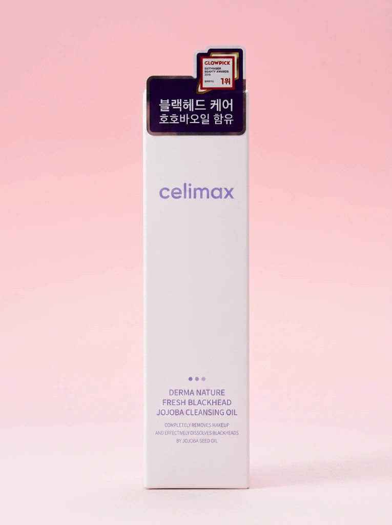 Celimax Derma Nature Fresh Blackhead Jojoba Cleansing Oil. Caja de cartón de este producto para doble limpieza.