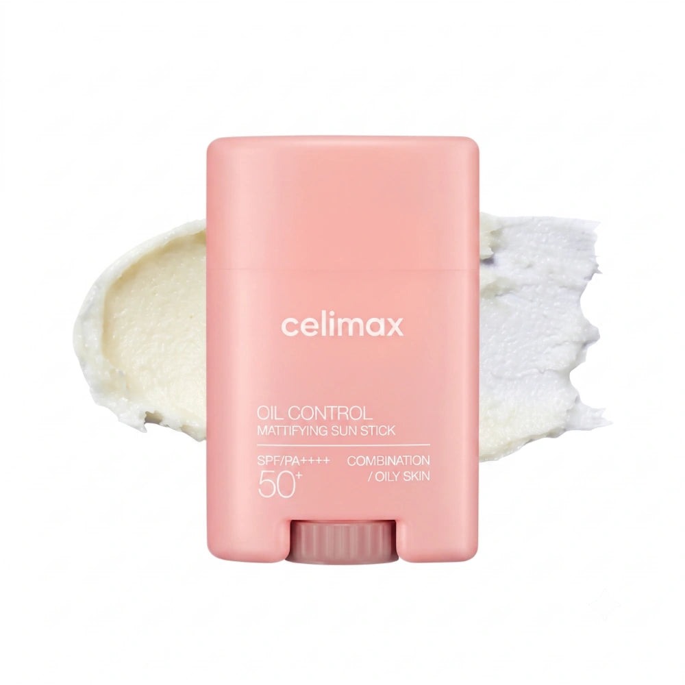 Celimax Oil Control Mattifying Sun Stick. Envase principal del bloqueador en barra matificante.