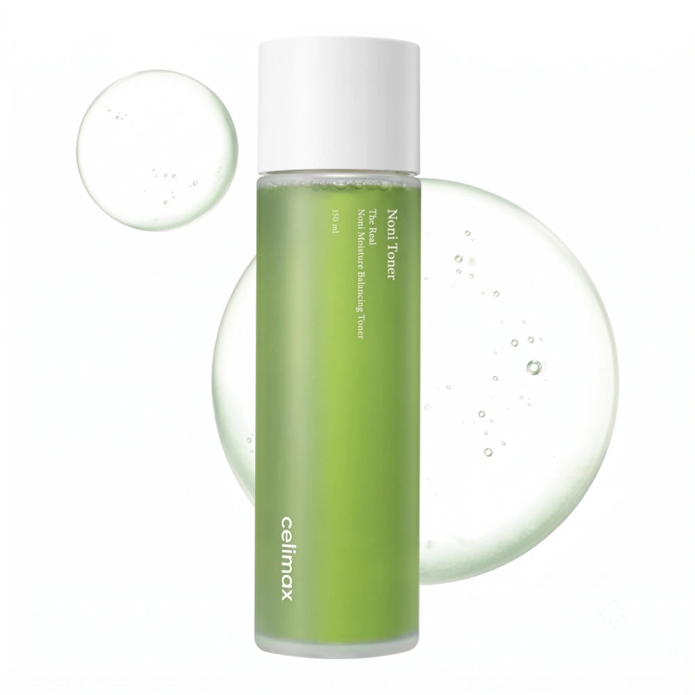 Celimax The Real Noni Moisture Balancing Toner. Envase principal del tónico facial coreano nutritivo con noni.