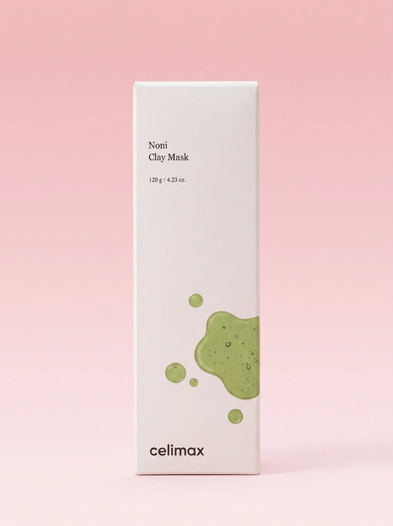 Celimax The Real Noni Refresh Clay Mask. Caja exterior de cartón del tratamiento facial purificante y seborregulador.