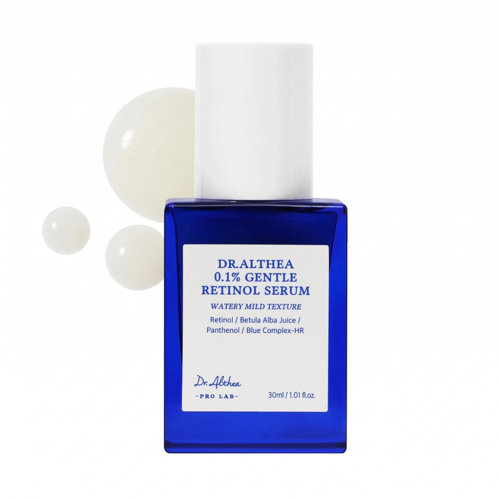Dr Althea 0.1% Gentle Retinol Serum. Envase principal del sérum antiedad coreano formulado para principiantes.