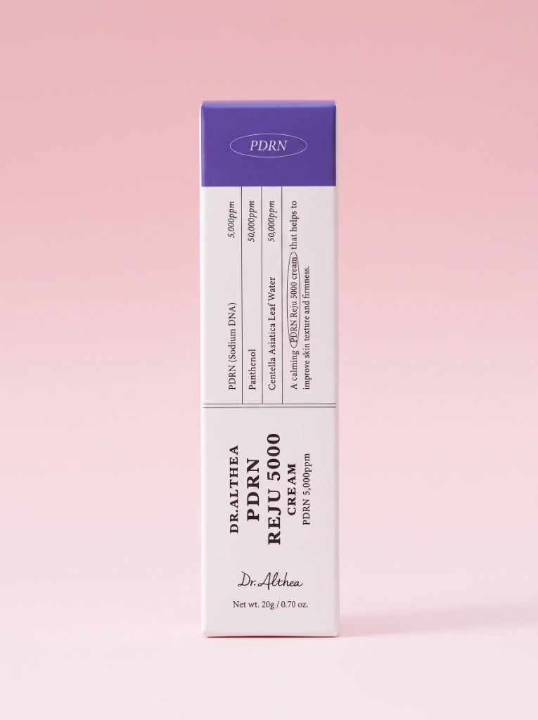 Dr. Althea PDRN Reju 5000 Cream. Caja protectora exterior de la crema coreana de reparación profunda.