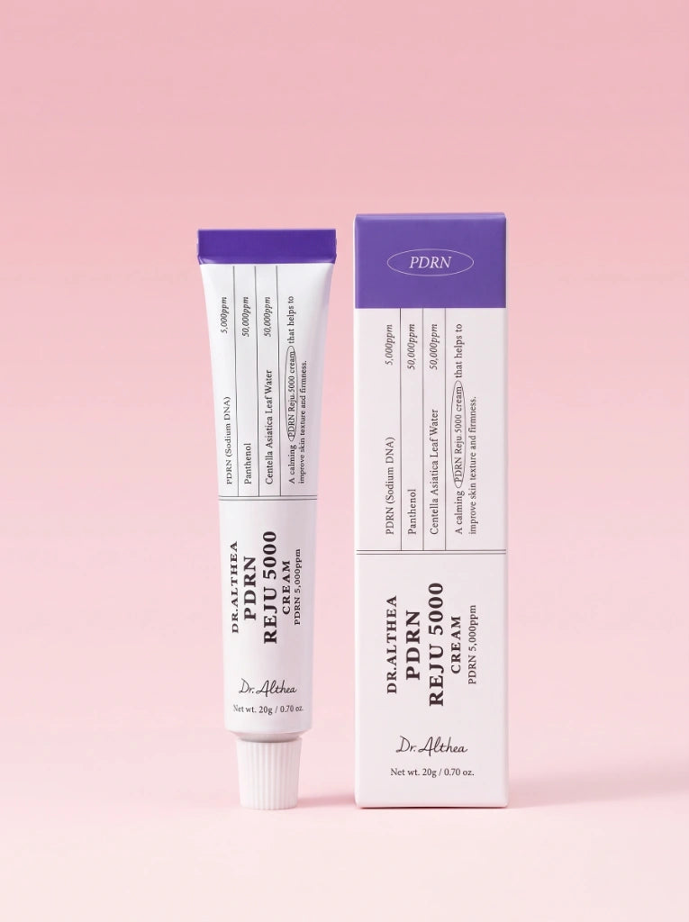 Dr. Althea PDRN Reju 5000 Cream. Caja protectora exterior de la crema coreana de reparación profunda.