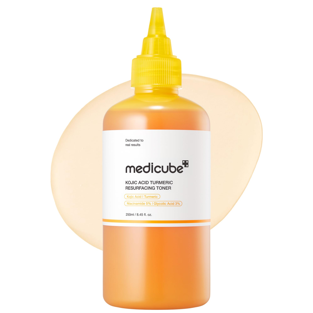Medicube Kojic Acid Turmeric Resurfacing Toner, tónico exfoliante coreano en envase naranja de 250 ml