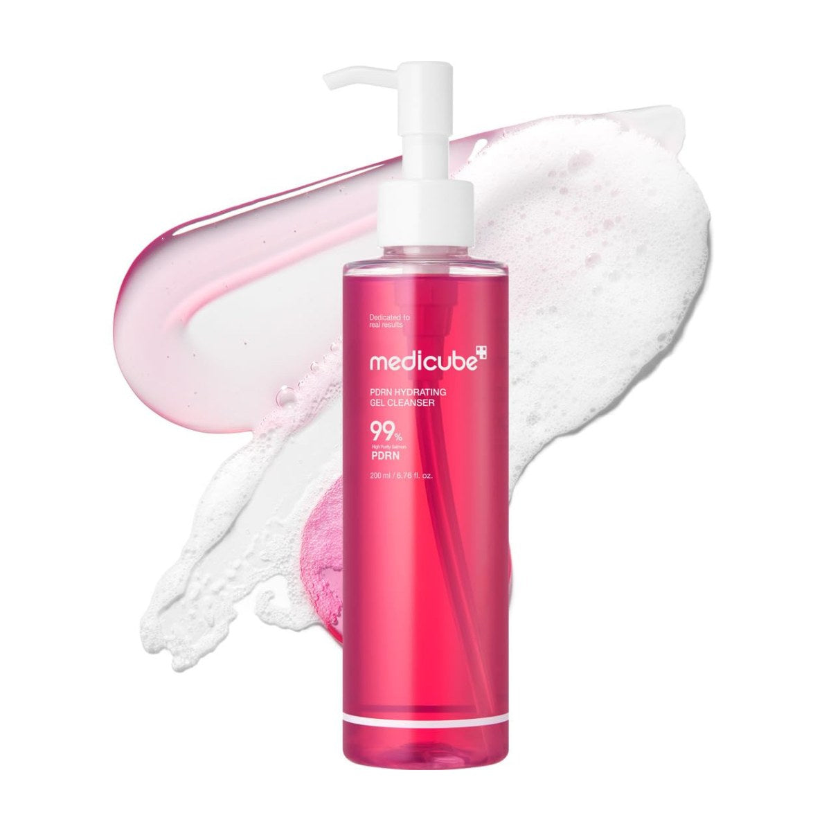 Medicube PDRN Hydrating Gel Cleanser. Envase de gel limpiador facial coreano hidratante, toma frontal principal.