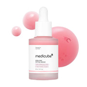 Medicube PDRN Pink Peptide Serum. Envase de sérum antiedad coreano con péptidos, toma frontal principal.