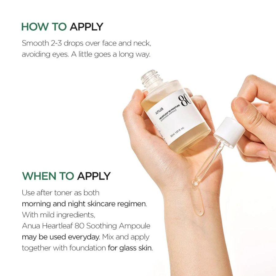 Beneficios del 80% de extracto de heartleaf para calmar piel irritada