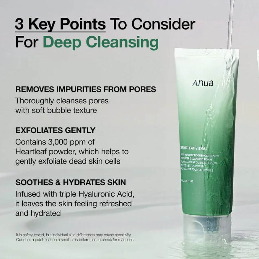 El Anua Heartleaf Quercetinol Pore Deep Cleansing Foam es el "Aspirador de Poros" definitivo para las pieles grasas, mixtas o con tendencia al acné