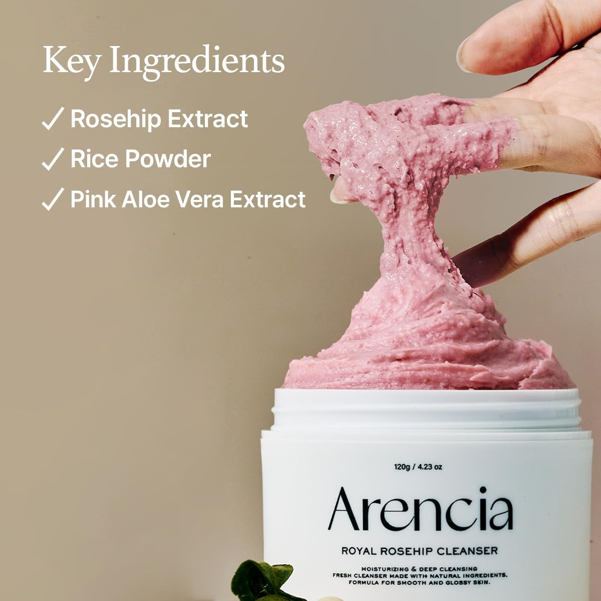El Arencia Fresh Rosehip Rice Mochi Cleanser es la versión iluminadora y revitalizante de la famosa línea de limpiadores "Mochi" (o Rice Cake) de la marca
