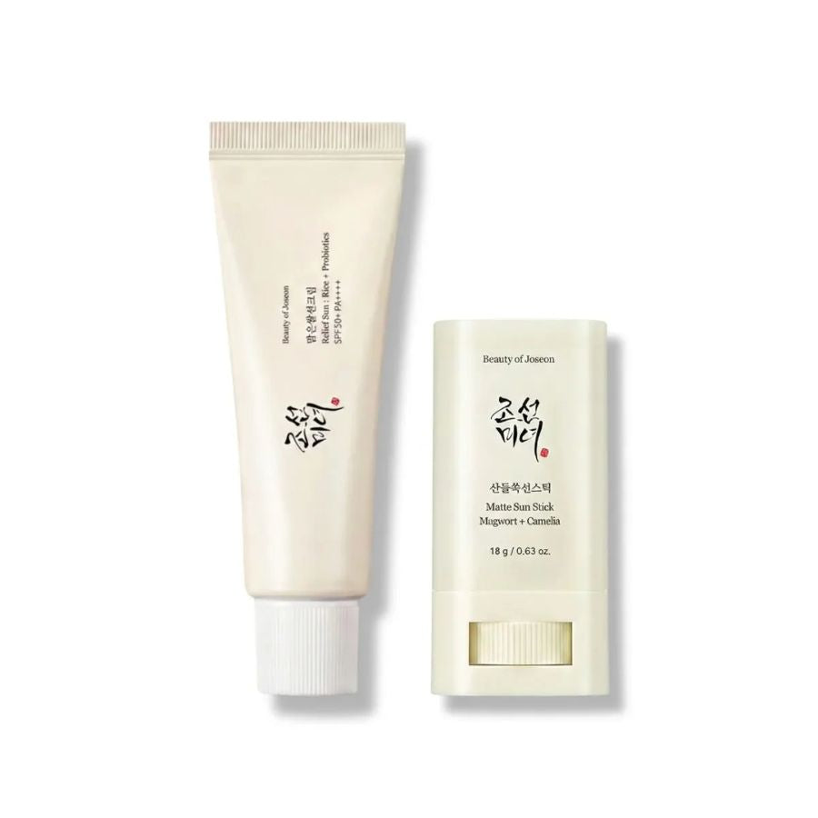 Kit proteccion solar Beauty of Joseon crema de arroz y barra mate