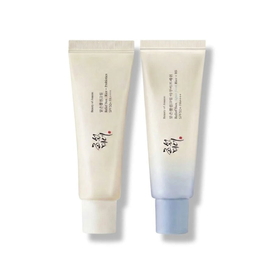 Pack protectores solares Beauty of Joseon Relief Sun Original y Aqua Fresh comparacion