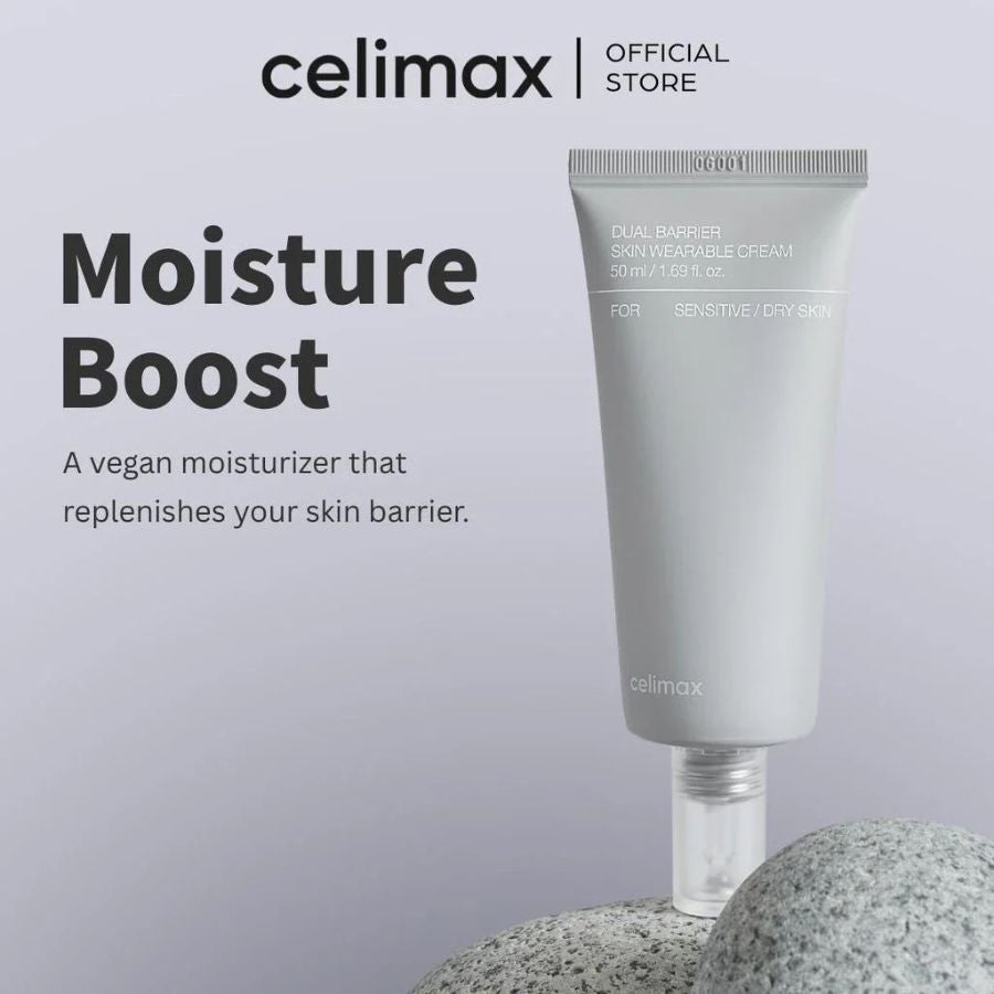 La Celimax Dual Barrier Skin Wearable Cream no es solo una hidratante; es una crema diseñada para actuar como una segunda piel protectora