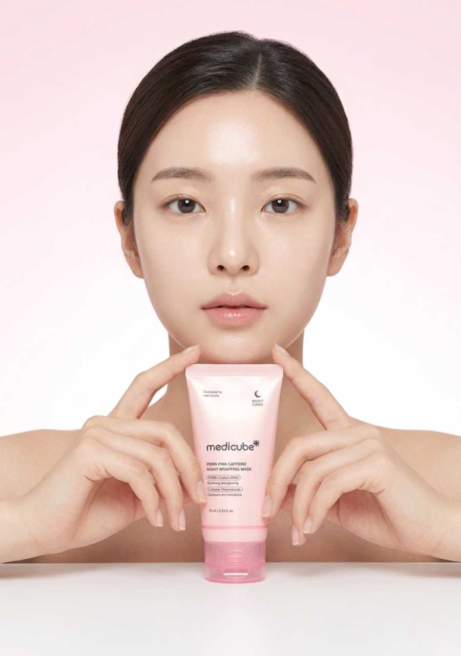 antes y despues mascarilla medicube pdrn pink caffeine rostro