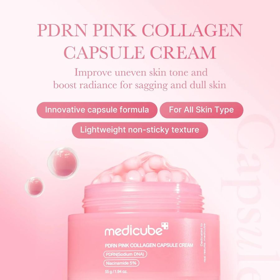 Crema reafirmante Medicube PDRN Pink Collagen Capsule Cream