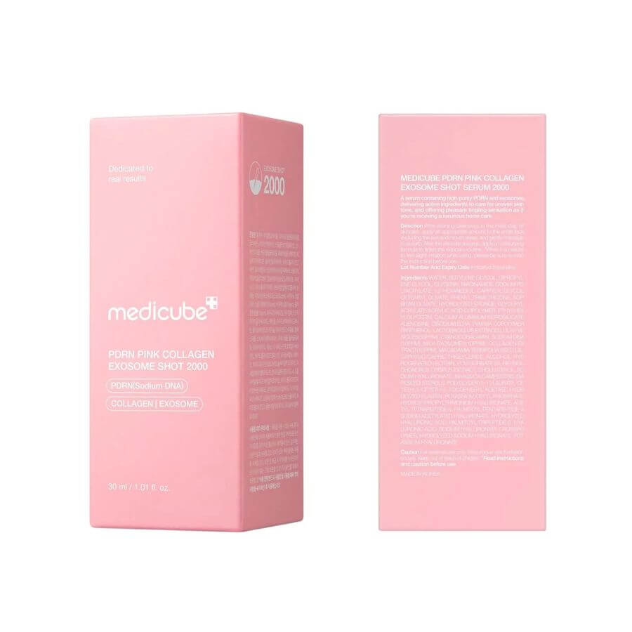 Caja Serum reafirmante Medicube PDRN Pink Shot 2000 micro agujas colageno