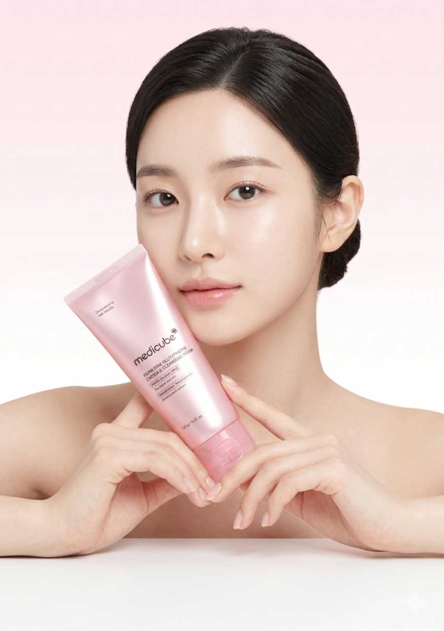 antes y despues medicube pdrn pink cleansing foam rostro
