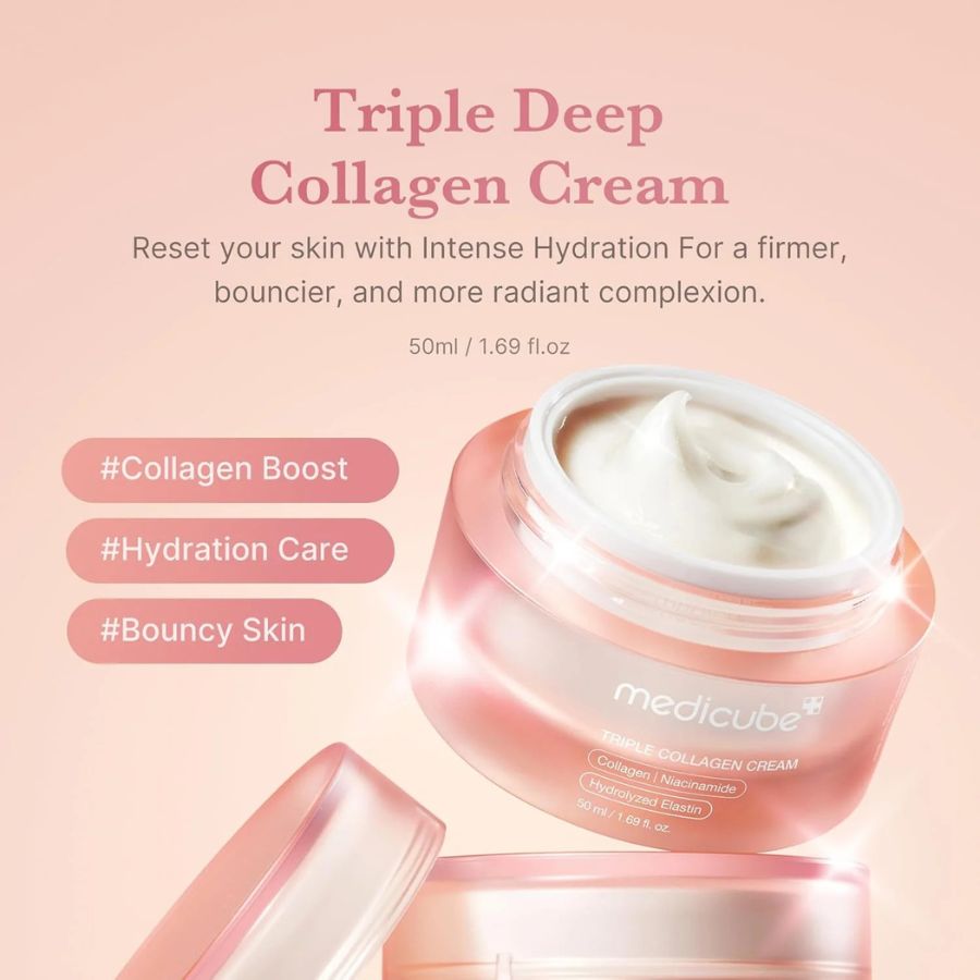 Triple Deep Collagen Cream Rutina coreana para piel seca colageno hidrolizado y crema rica
