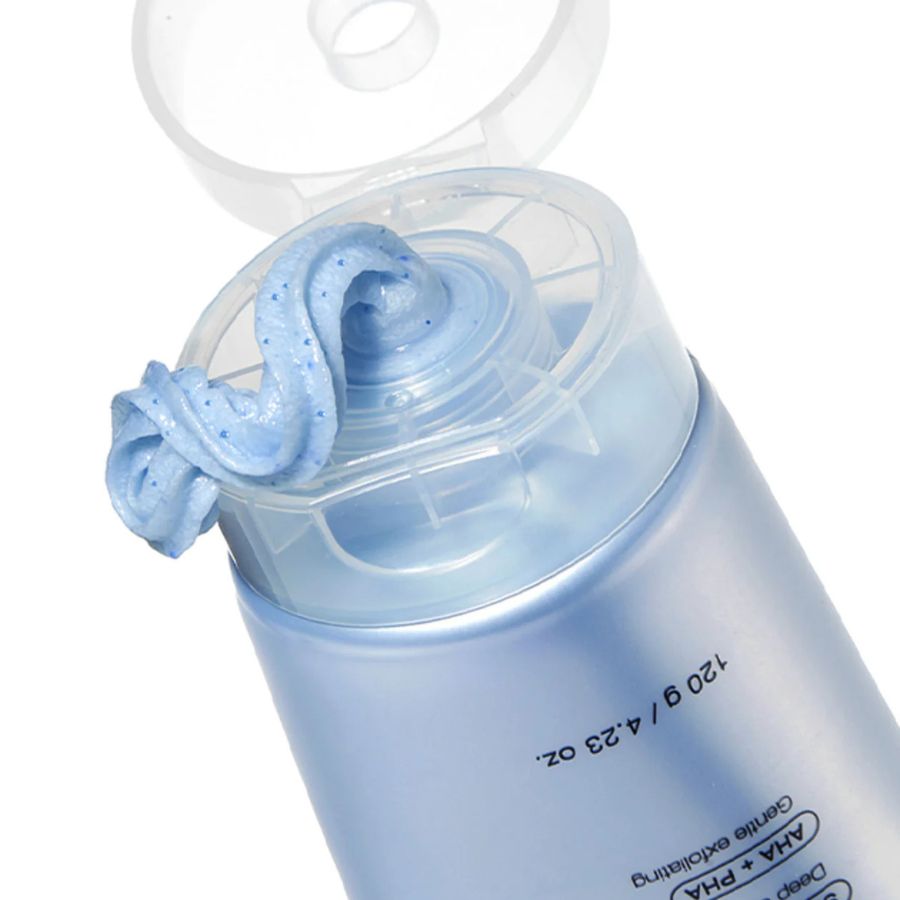 Espuma limpiadora con capsulas azules exfoliantes para piel grasa