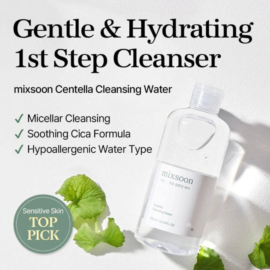 El Mixsoon Centella Cleansing Water no es un agua micelar cualquiera que deja la cara pegajosa