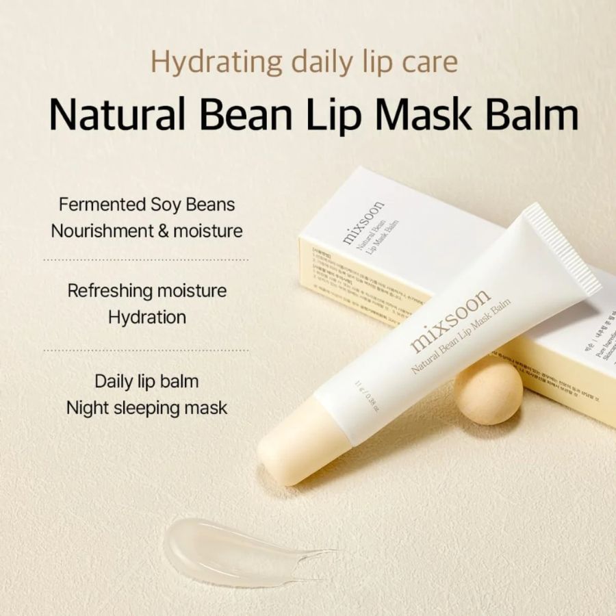 Si la esencia de soja es famosa por dejar la piel lisa, el Mixsoon Natural Bean Lip Mask Balm hace exactamente lo mismo con los labios secos y "pellejitos"