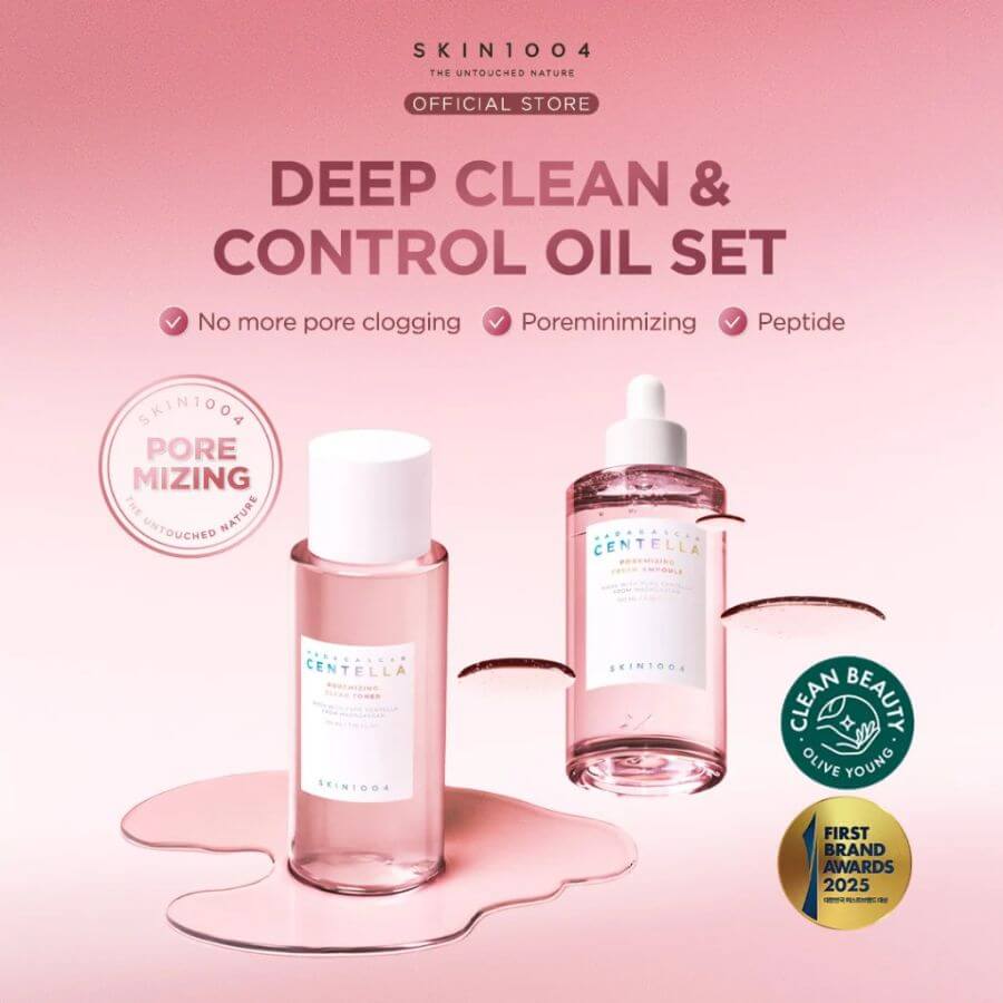 Kit dúo tratamiento poros Skin1004 Poremizing tónico y ampolla sal rosa