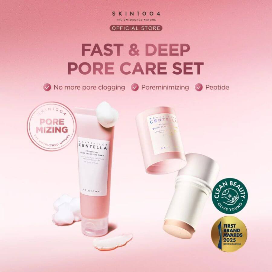 Kit dúo limpieza poros Skin1004 limpiador espuma y mascarilla arcilla en barra