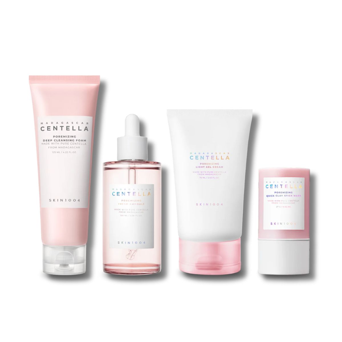 Kit rutina completa Skin1004 Poremizing 4 pasos limpiador mascarilla ampolla 100ml y crema