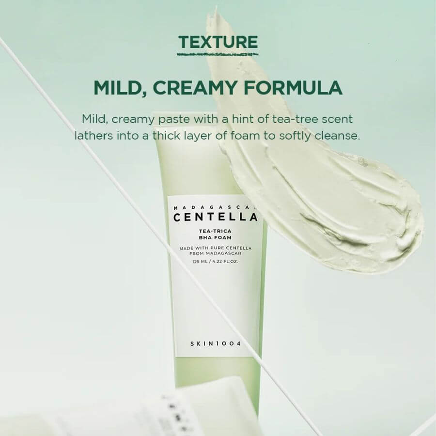 Textura espuma cremosa limpiador Skin1004 con ácido salicílico