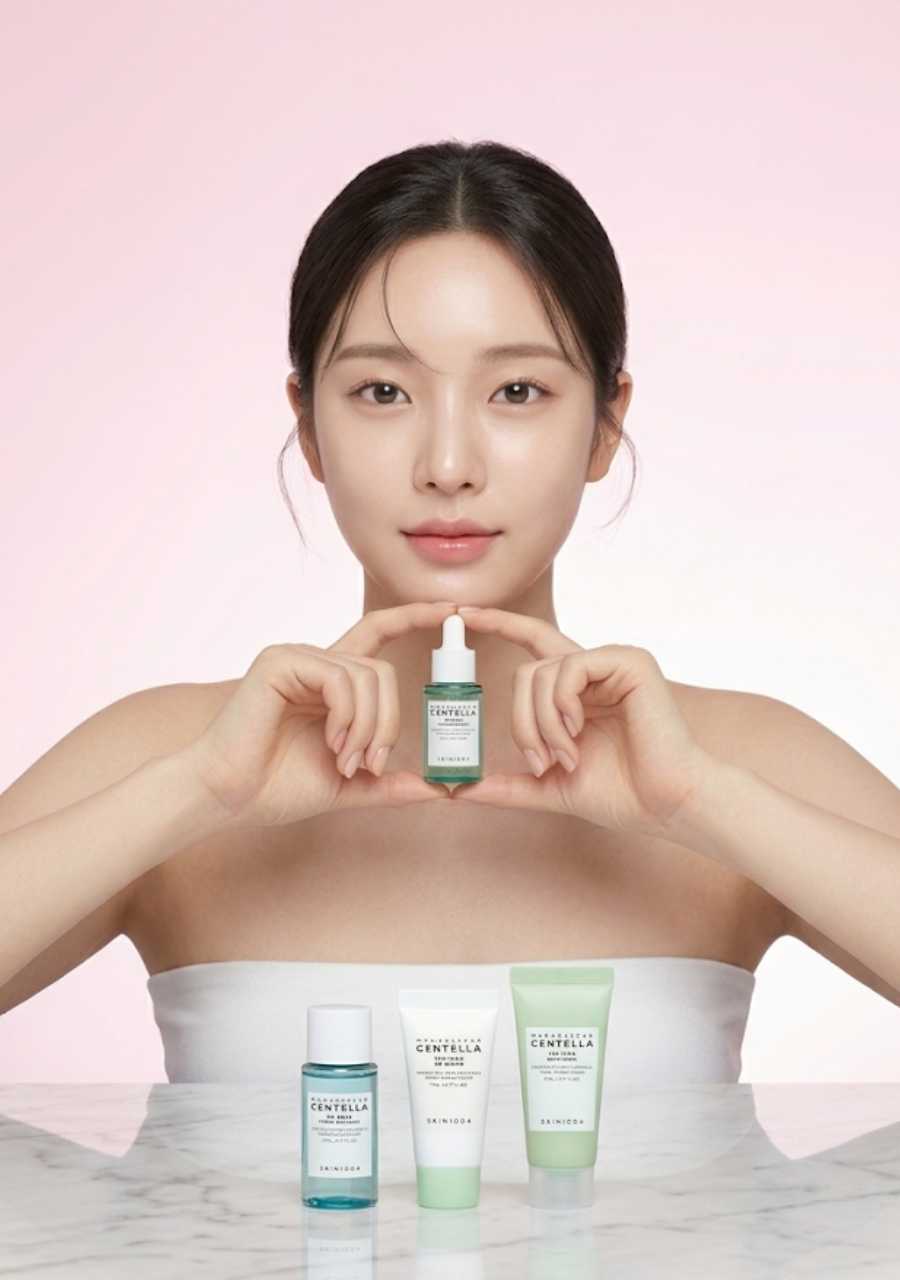 antes y despues rutina anti acne skin1004 tea trica