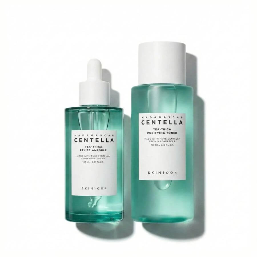 Kit dúo anti acné Skin1004 Tea-Trica tónico exfoliante y serum tamaño grande