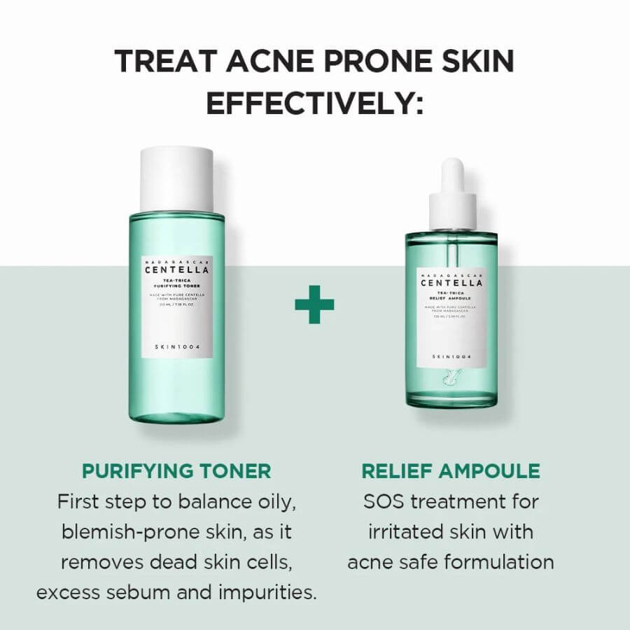 Kit dúo anti acné Skin1004 Tea-Trica tónico exfoliante y serum tamaño grande