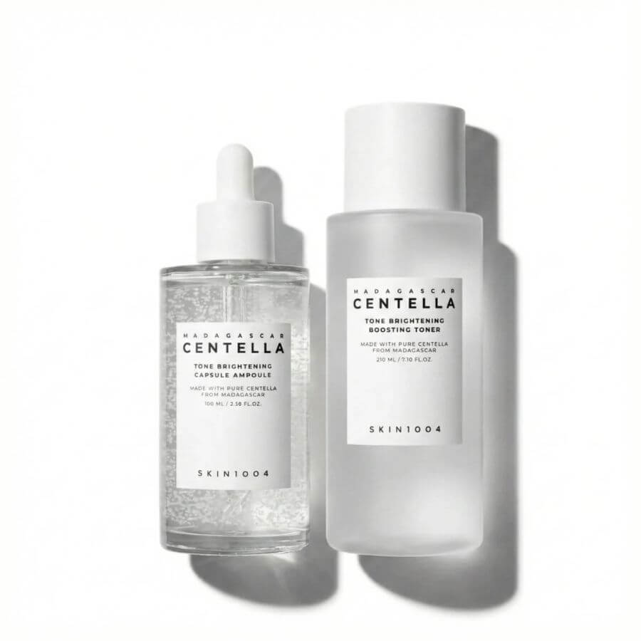 Kit dúo Skin1004 Tone Brightening tónico exfoliante y ampolla jumbo 100ml manchas
