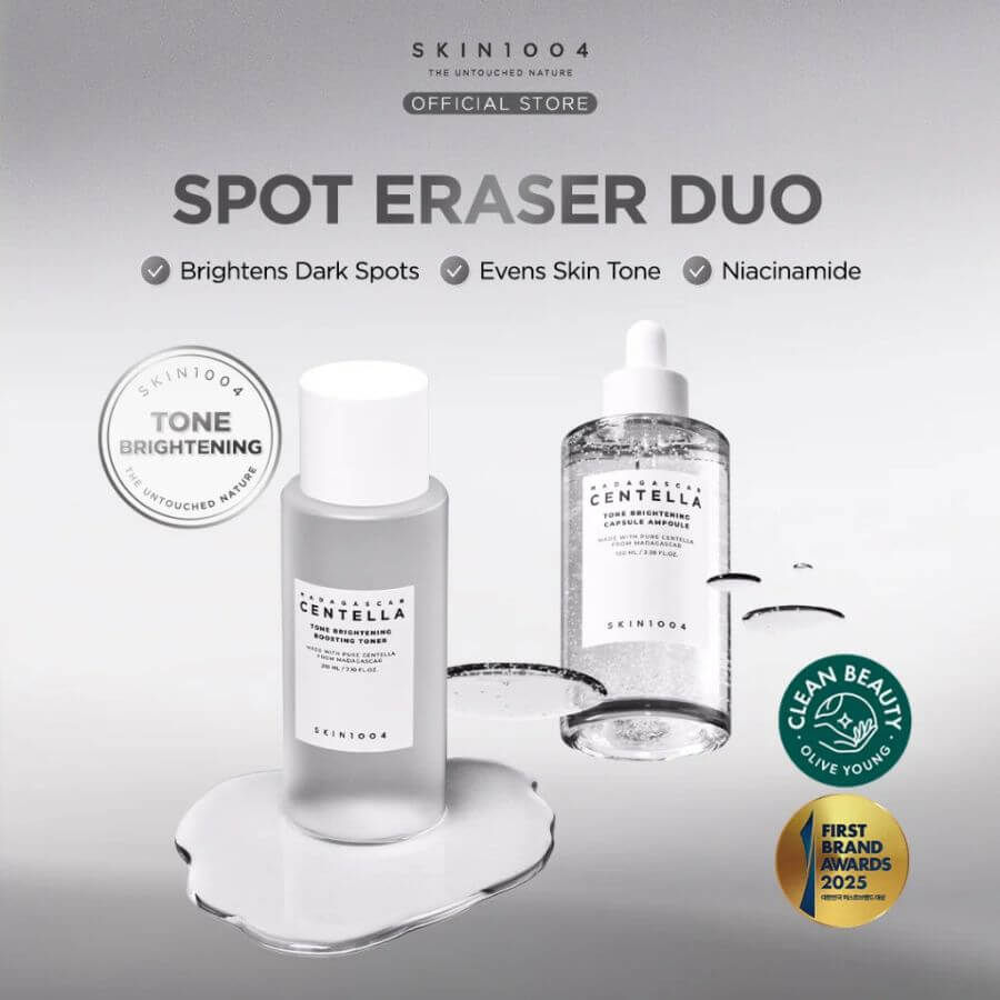 Kit dúo Skin1004 Tone Brightening tónico exfoliante y ampolla jumbo 100ml manchas
